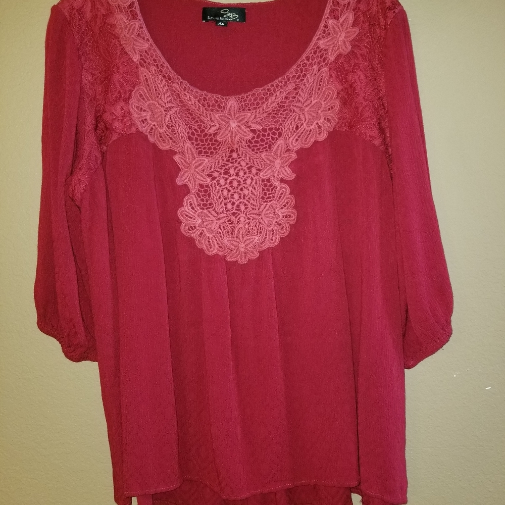 Red Lace Blouse